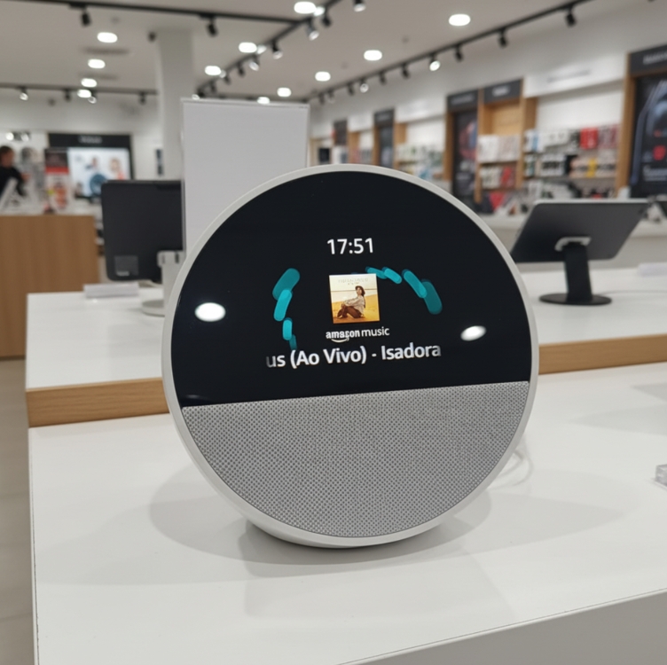 Echo Spot com Alexa (Geração mais recente) | Despertador inteligente com som vibrante | Cor Branca