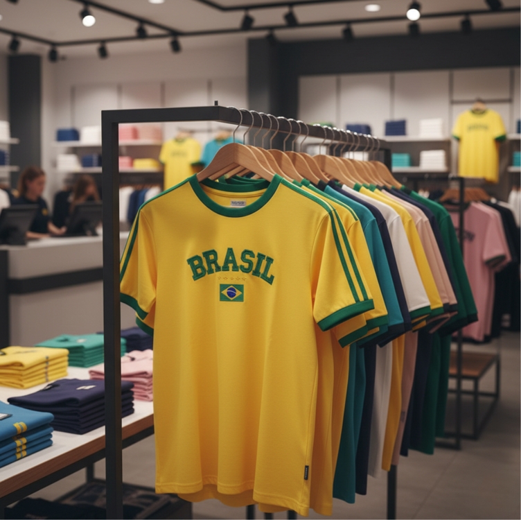 Camisa Do Brasil Bordada Sem Estado Torcedor