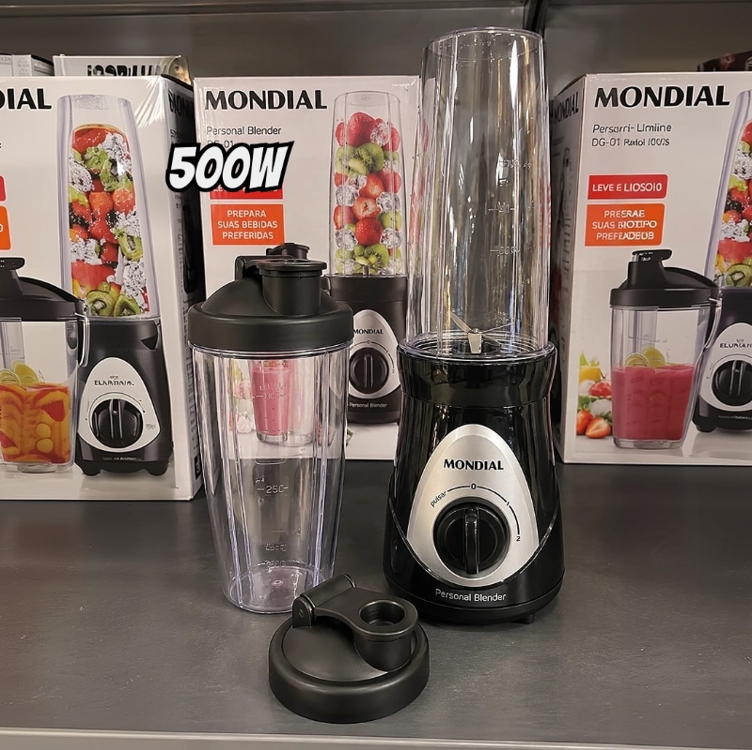 Personal Blender, Mondial, Preto/prata, 500W DG-01