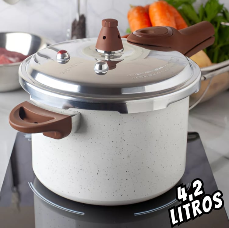 Brinox Pressure Panela de Pressão Revestimento Cerâmica Indução 4,2L cor Vanilla Brinox Pressure Panela de Pressão Revestimento Cerâmica Indução 4,2L cor Vanilla