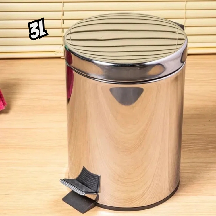 Lixeira aço inox de 3 litros com cesto removível Healer Lixeira aço inox de 3 litros com cesto removível Healer