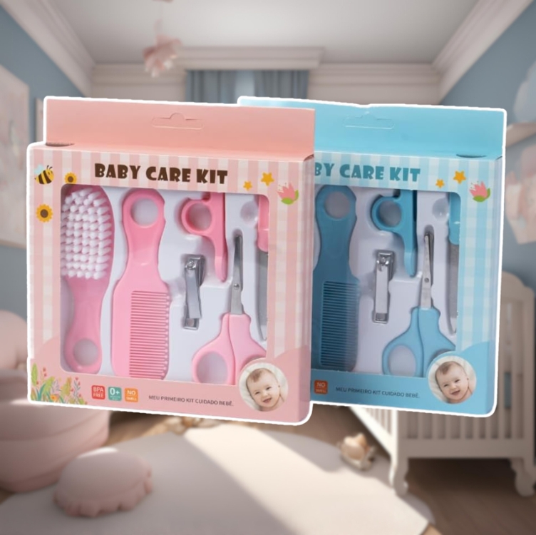 Kit de Higiene 6 Peças Baby Pente Escova de Cabelo Cortador de Unha e Lixa Cuidados Essenciais para Bebê (Rosa) Kit de Higiene 6 Peças Baby Pente Escova de Cabelo Cortador de Unha e Lixa Cuidados Essenciais para Bebê (Rosa)