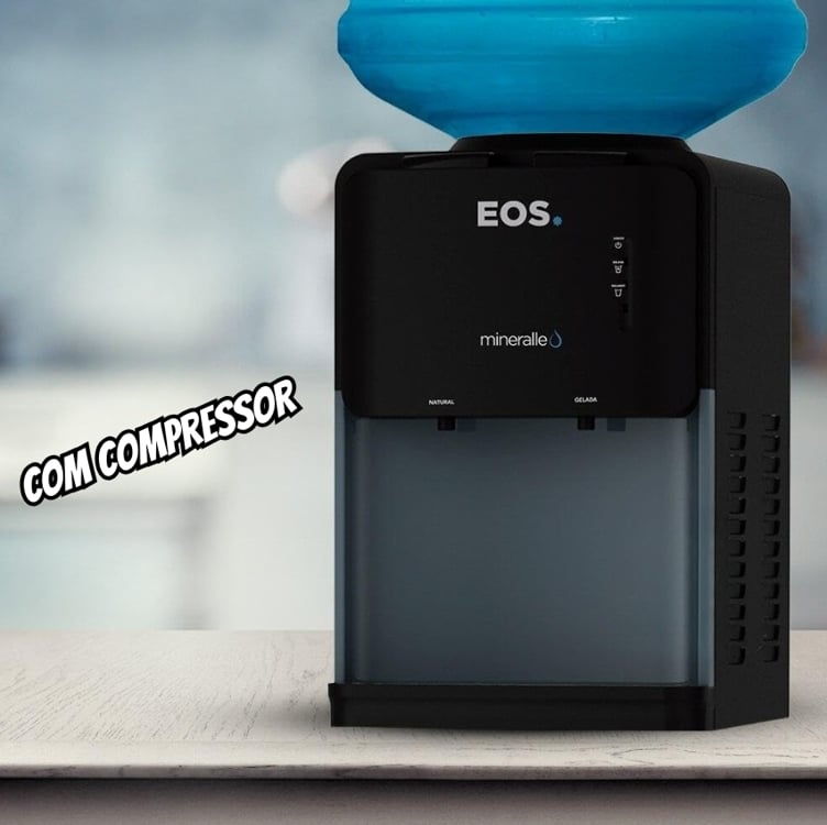 Bebedouro de Mesa para Garrafão Eos Mineralle Compacto com Compressor Preto Ebc03p 220v Bebedouro de Mesa para Garrafão Eos Mineralle Compacto com Compressor Preto Ebc03p 220v