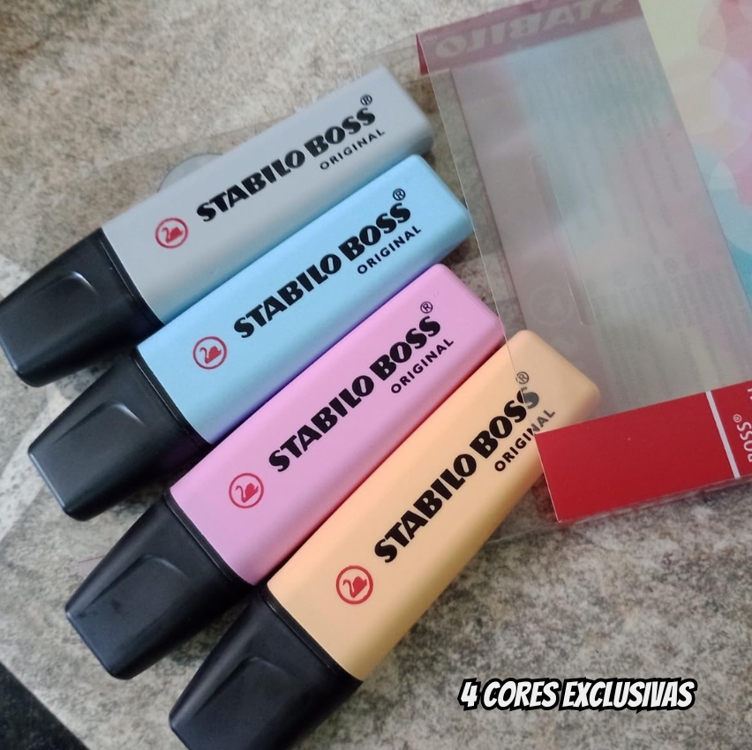 Marca Texto - Stabilo Boss Original Pastel – Estojo Com 4 Unidades – Em 4 Cores Exclusivas Marca Texto - Stabilo Boss Original Pastel – Estojo Com 4 Unidades – Em 4 Cores Exclusivas