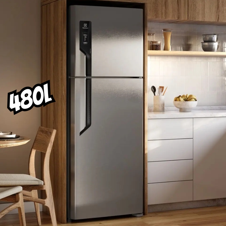 Geladeira/Refrigerador Electrolux Frost Free Duplex Inox Look 480L Efficient TF71S Geladeira/Refrigerador Electrolux Frost Free Duplex Inox Look 480L Efficient TF71S