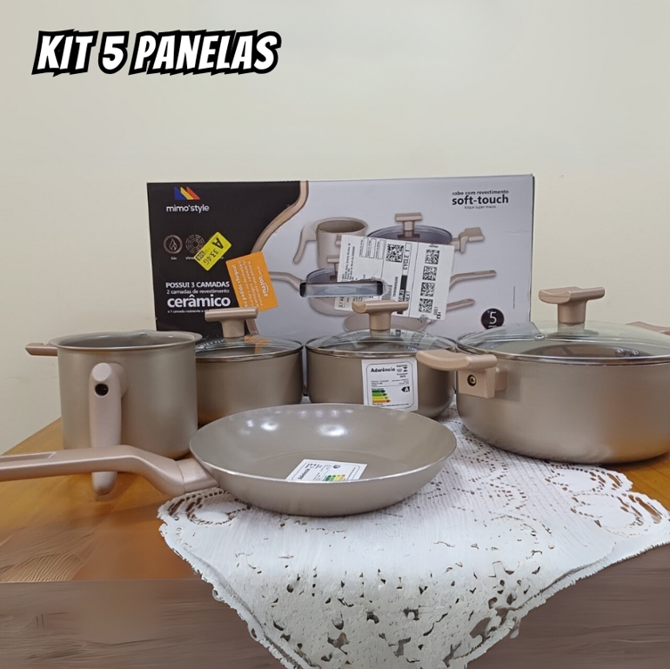 Mimo Style Jogo de 5 Panelas Alumínio Indução Pratic Cook Crema Mimo Style Jogo de 5 Panelas Alumínio Indução Pratic Cook Crema
