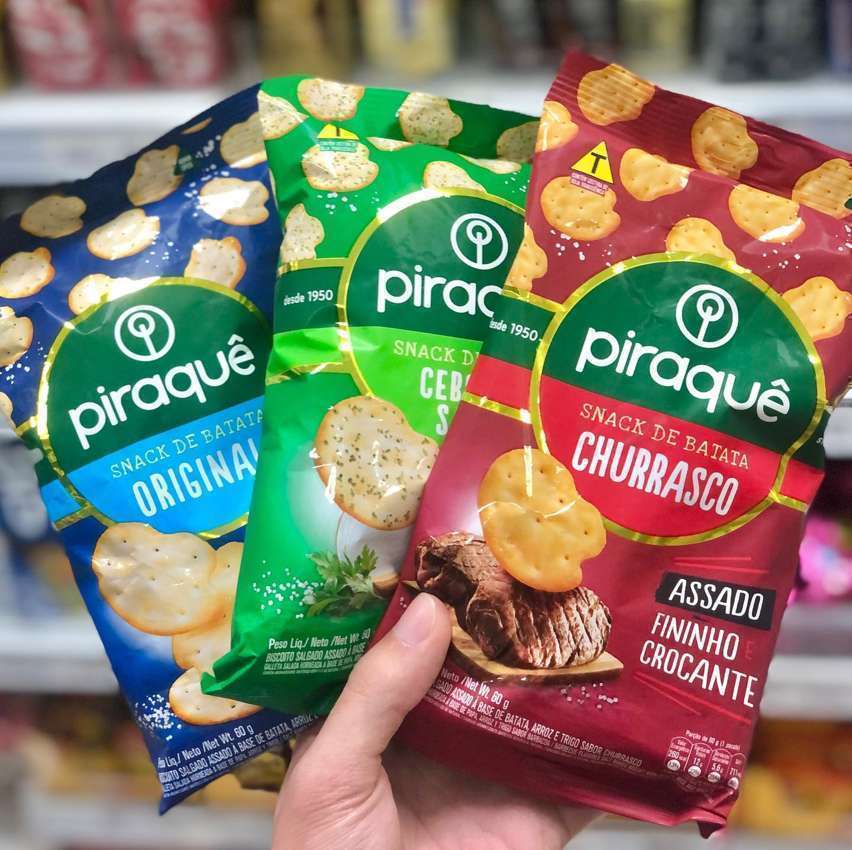 Snack de Batata Piraquê Pacote 60g (Cebola e Salsa, Original, Churrasco) Snack de Batata Piraquê Pacote 60g (Cebola e Salsa, Original, Churrasco)