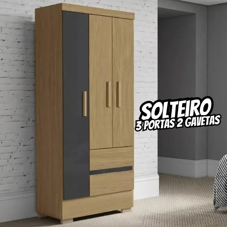 Guarda Roupas Solteiro 3 Portas 2 Gavetas Coimbra Cor Atacama Grafite Aramóveis Guarda Roupas Solteiro 3 Portas 2 Gavetas Coimbra Cor Atacama Grafite Aramóveis