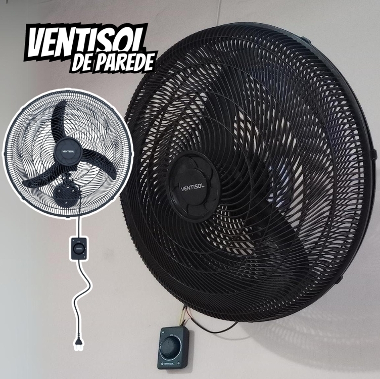 Ventilador Oscilante De Parede Ventisol New 3 Pás 50cm 1300rpm Preto 127v Ventilador Oscilante De Parede Ventisol New 3 Pás 50cm 1300rpm Preto 127v