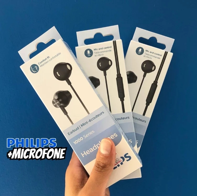 Fone de Ouvido Philips com Microfone - Preto Fone de Ouvido Philips com Microfone - Preto
