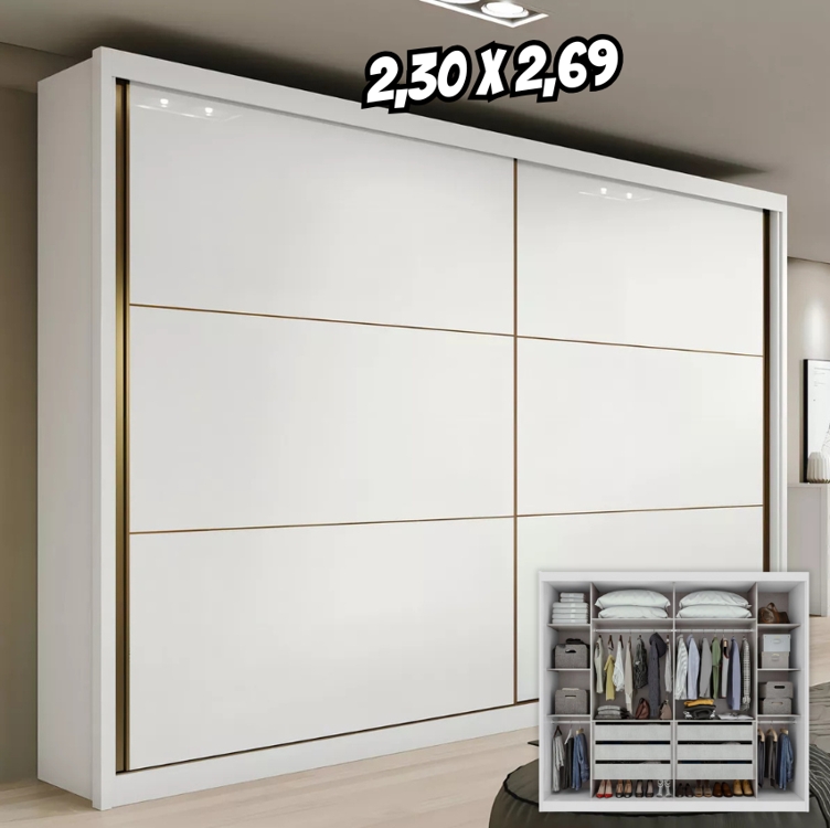 Guarda-roupa Móveis Lopas Toronto Plus Cor Branco De Mdf Com 2 Portas Corrediças Guarda-roupa Móveis Lopas Toronto Plus Cor Branco De Mdf Com 2 Portas Corrediças