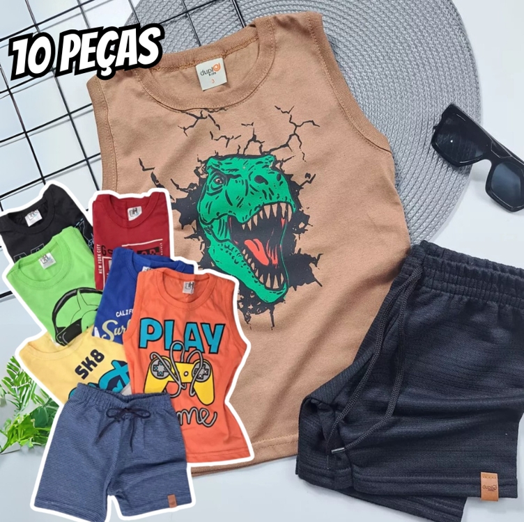 Kit 5 Conjunto Regata Premium Sortido Infantil Menino Verão Kit 5 Conjunto Regata Premium Sortido Infantil Menino Verão