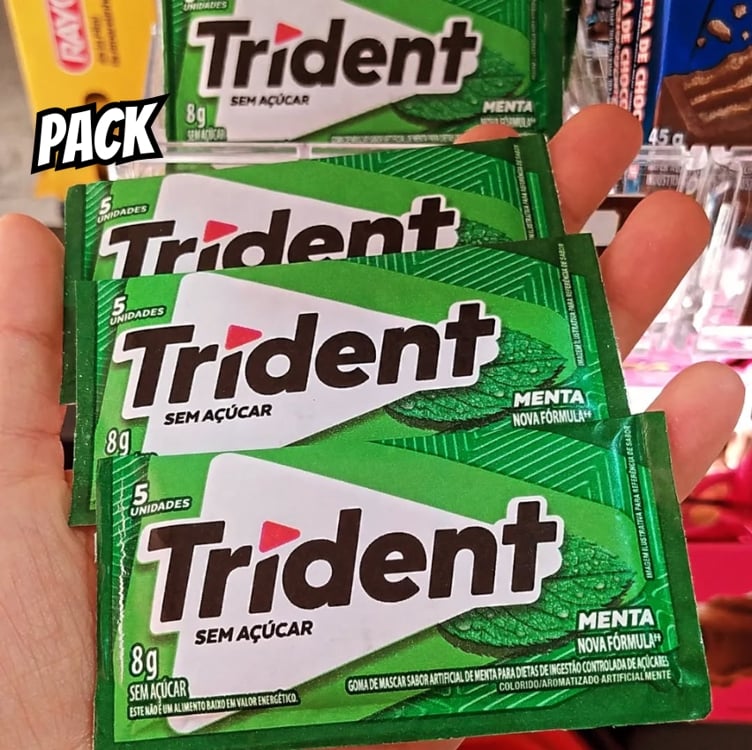 Pack Goma de Mascar Menta Trident Pacote 32g 4 Unidades Pack Goma de Mascar Menta Trident Pacote 32g 4 Unidades