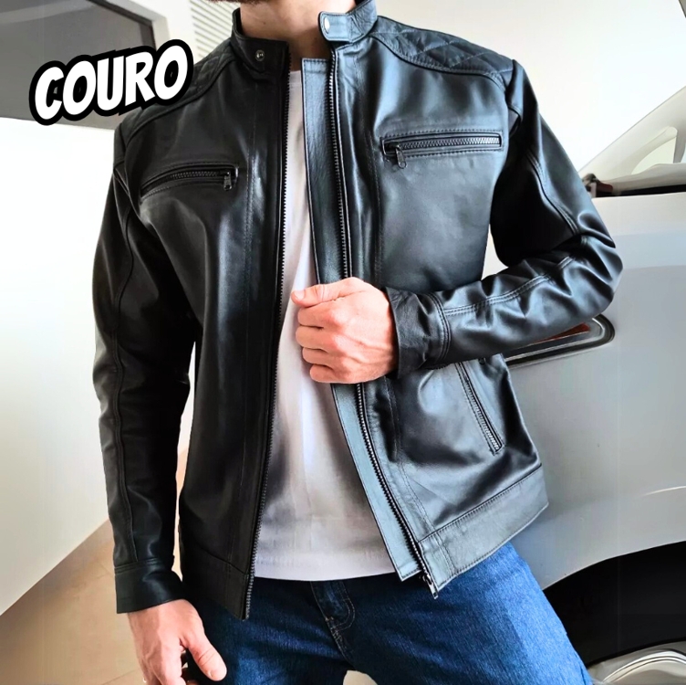 Jaqueta De Couro Masculina Slim Forrada Jaqueta De Couro Masculina Slim Forrada