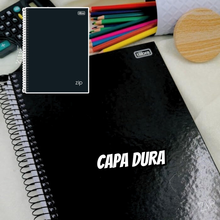 Tilibra - Tilibra ZIP - Caderno Espiral Capa Dura, 200x275mm, 80 Folhas, Negro Tilibra - Tilibra ZIP - Caderno Espiral Capa Dura, 200x275mm, 80 Folhas, Negro