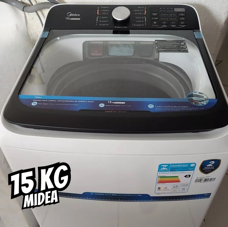 Lavadora de Roupas Midea 15kg Cesto Inox Branca Wave Agitator Lavadora de Roupas Midea 15kg Cesto Inox Branca Wave Agitator