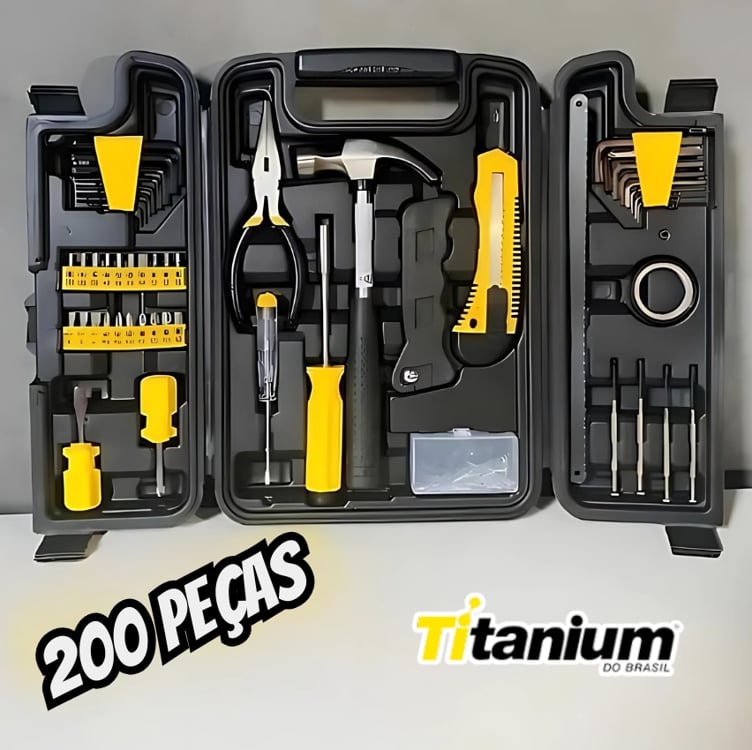 Kit Ferramentas Titanium 200 Peças Heavy Duty Kit Ferramentas Titanium 200 Peças Heavy Duty