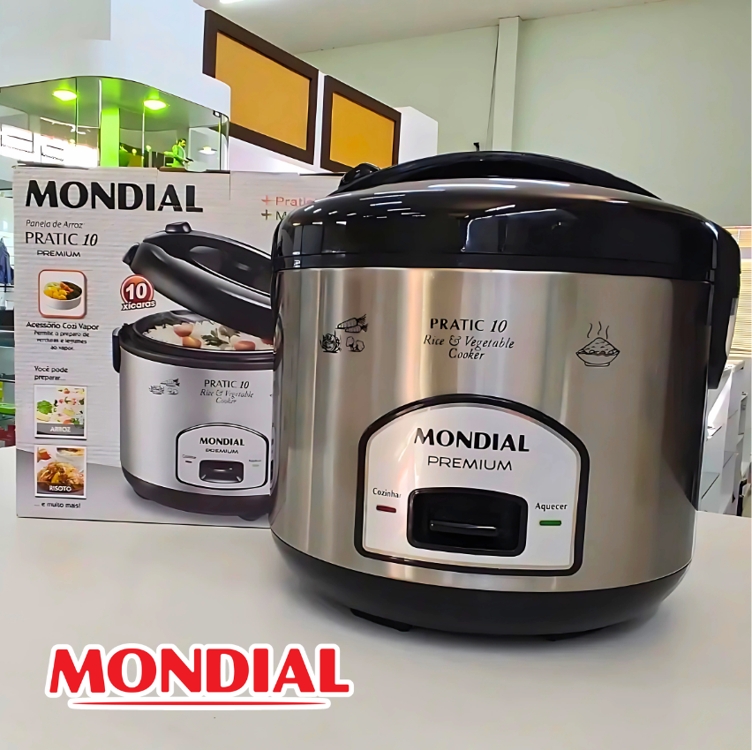 Panela Elétrica De Arroz, Mondial, Preto/inox, 500w, 110v - Pe-43-6x Panela Elétrica De Arroz, Mondial, Preto/inox, 500w, 110v - Pe-43-6x