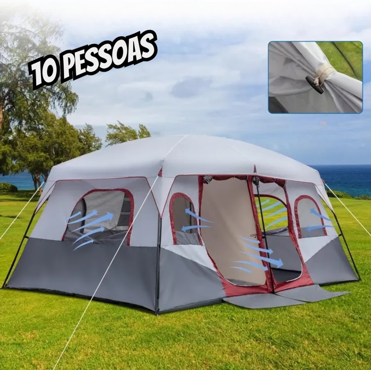 Barraca Camping Família Acampamento 8 10 Pessoas com Grande Varanda, 2 Quartos 1 Sala de Estar, Tenda Família à Prova D'água Barraca Camping Família Acampamento 8 10 Pessoas com Grande Varanda, 2 Quartos 1 Sala de Estar, Tenda Família à Prova D'água