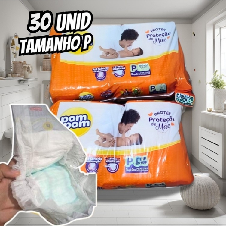 Fralda Pom Pom Protek Proteção de Mãe Jumbo P 30 Unidades Fralda Pom Pom Protek Proteção de Mãe Jumbo P 30 Unidades
