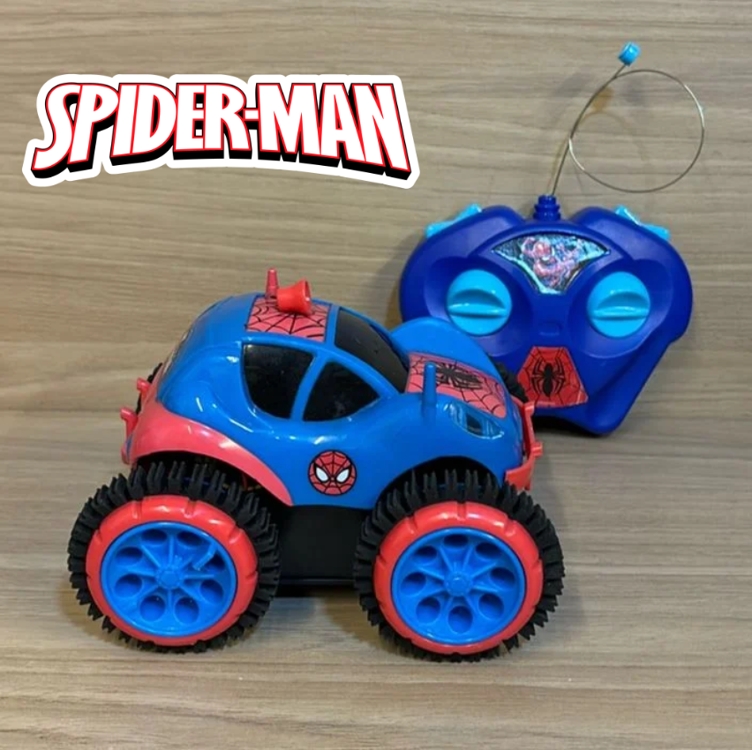 Carro de Controle Remoto Spider Flip, Spiderman, Marvel, 3 Funções, Candide, Azul/Vermelho Carro de Controle Remoto Spider Flip, Spiderman, Marvel, 3 Funções, Candide, Azul/Vermelho