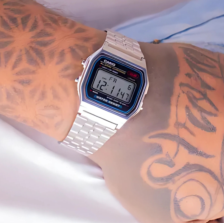 Relógio Casio Prata Vintage Digital A159WA-N1DF Relógio Casio Prata Vintage Digital A159WA-N1DF