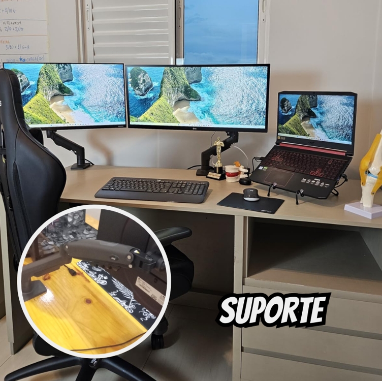 ELG, F80N, Suporte Ergonômico Articulado de Mesa com Pistão a Gás, Design Compacto e Retrátil para Monitores de 17'' a 35'', Suporta de 2kg a 9kg, Preto ELG, F80N, Suporte Ergonômico Articulado de Mesa com Pistão a Gás, Design Compacto e Retrátil para Monitores de 17'' a 35'', Suporta de 2kg a 9kg, Preto