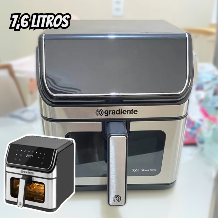 Fritadeira Eletrica Sem Óleo Airfryer 7,6 Litros Grand Prime Gradiente Cesto Removível Inox Com Timer 127V Fritadeira Eletrica Sem Óleo Airfryer 7,6 Litros Grand Prime Gradiente Cesto Removível Inox Com Timer 127V