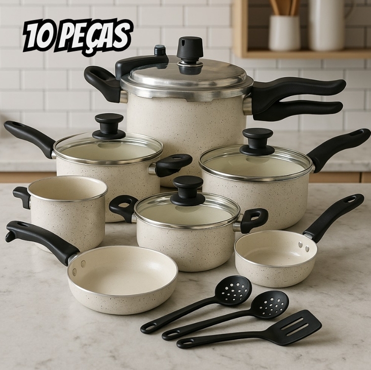Conjunto De Panelas Com Panela De Pressão Fechamento Externo Conjunto De Panelas Com Panela De Pressão Fechamento Externo