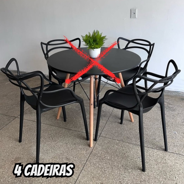 Kit 4 Cadeiras De Jantar Allegra Master Empilhável Preto Kit 4 Cadeiras De Jantar Allegra Master Empilhável Preto