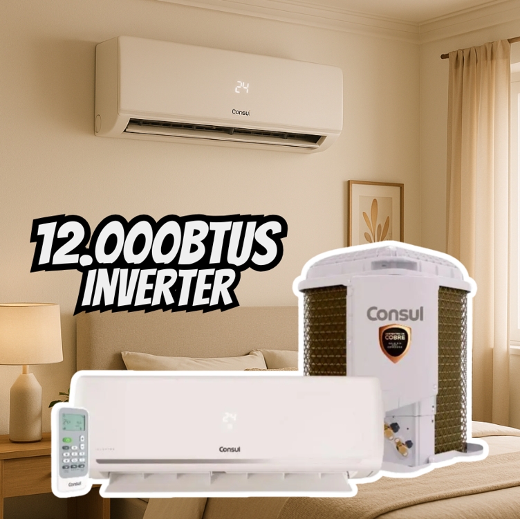 Ar Condicionado Split Consul Dual Inverter 12.000 BTU/h Frio Monofásico Branco CBK12EB/CBL12EB - 220V Ar Condicionado Split Consul Dual Inverter 12.000 BTU/h Frio Monofásico Branco CBK12EB/CBL12EB - 220V