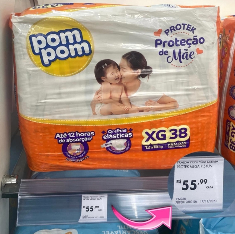 Fralda Pom Pom Protek Proteção de Mãe Mega XG 38 Unidades Fralda Pom Pom Protek Proteção de Mãe Mega XG 38 Unidades