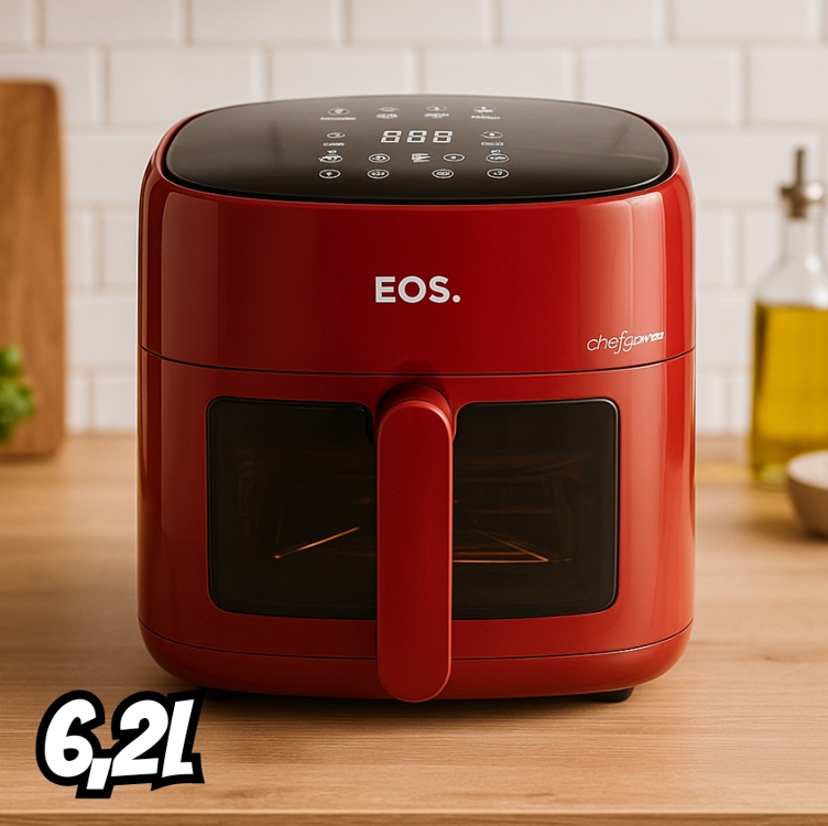 Fritadeira Sem Óleo Air Fryer Eos Chef Gourmet 6.2 Litros Compacta Digital Vermelho Eaf60v 110v Fritadeira Sem Óleo Air Fryer Eos Chef Gourmet 6.2 Litros Compacta Digital Vermelho Eaf60v 110v