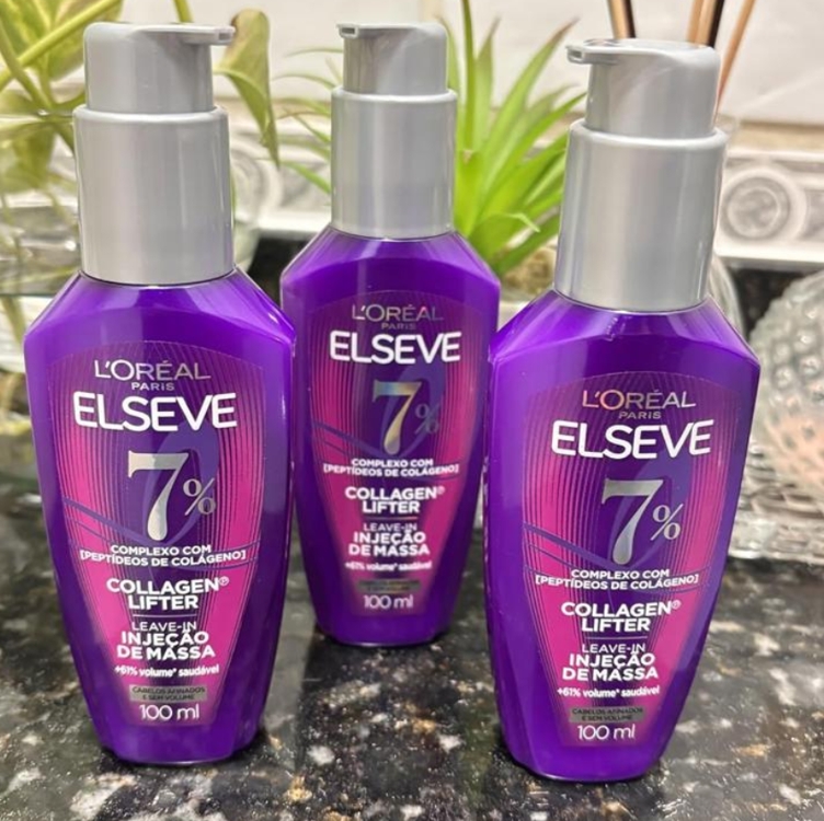 Elseve Collagen Lifter Leave-in Sérum Capilar Para Cabelos Finos Injeção de Massa com Peptídeos de Colágeno Aumenta o Volume em 61% e Encorpa os Fios por 72h 100ml