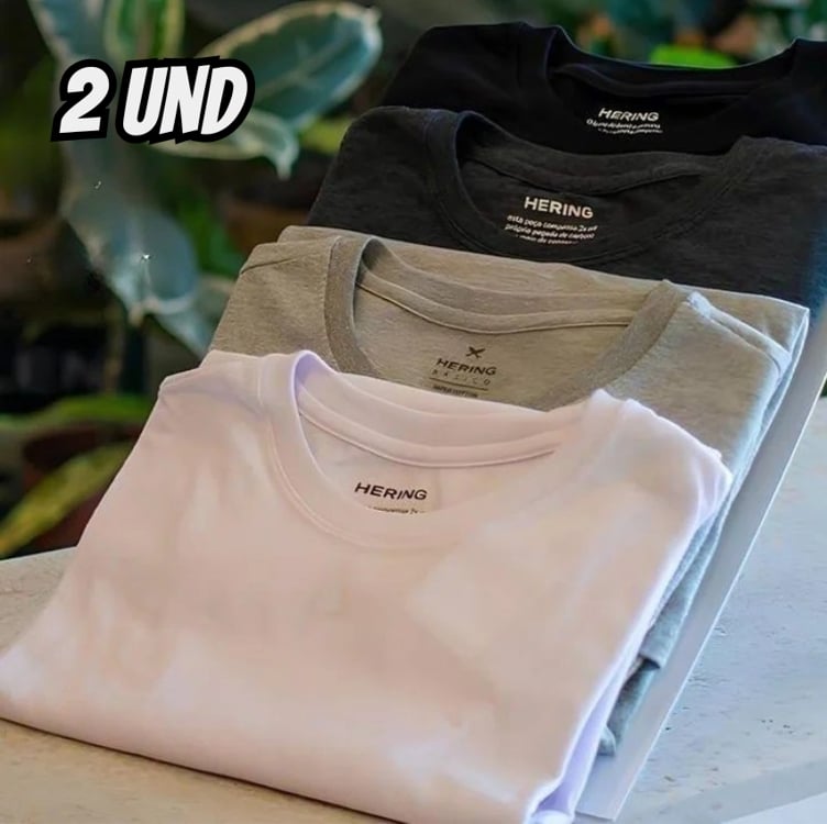 Kit Camisetas Hering Slim Básicas 2 Peças Masculino - Branco+Preto Kit Camisetas Hering Slim Básicas 2 Peças Masculino - Branco+Preto