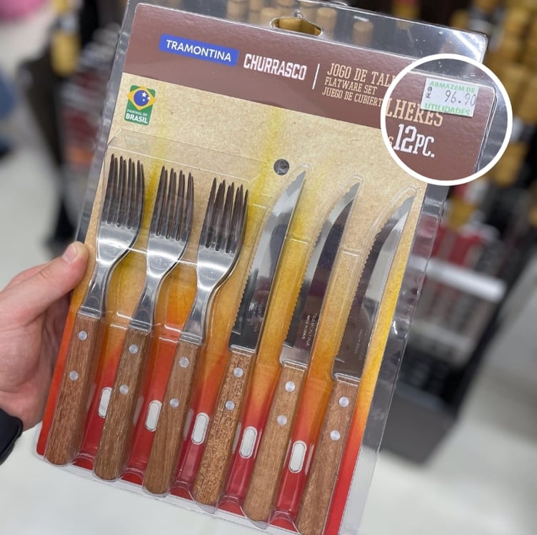 Jogo De Talheres Para Churrasco Dynamic Sortidos Com Laminas De Aco Inox E Cabos De Madeira - 12 Peças Jogo De Talheres Para Churrasco Dynamic Sortidos Com Laminas De Aco Inox E Cabos De Madeira - 12 Peças
