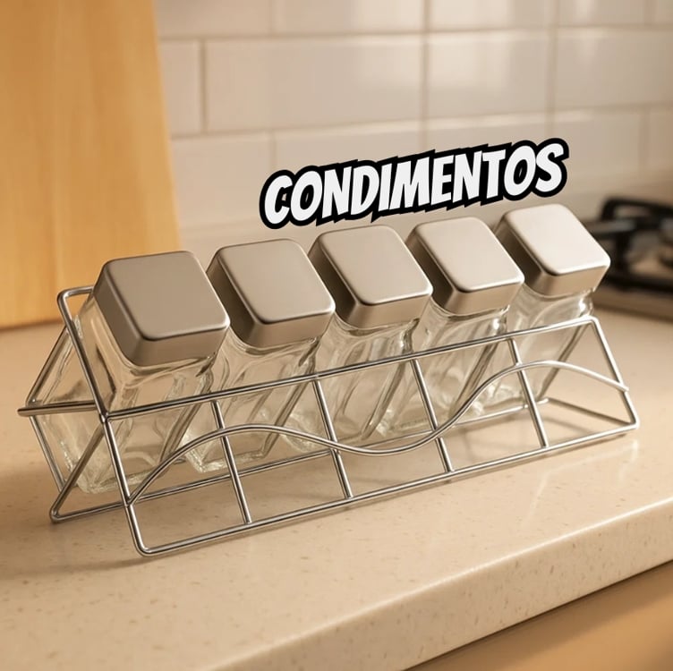 Porta Condimentos De Vidro Quadrado Transparente Com Suporte 6 Peças, Vdr0429, Euro Home Porta Condimentos De Vidro Quadrado Transparente Com Suporte 6 Peças, Vdr0429, Euro Home