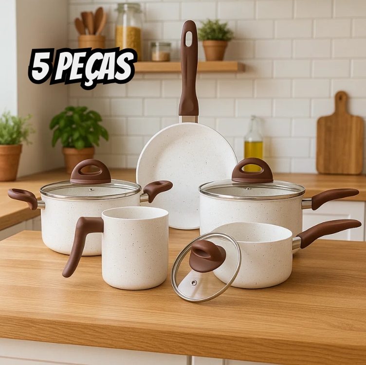 Jogo De Panelas 5 Peças Ceramic Life Vanilla Brinox Jogo De Panelas 5 Peças Ceramic Life Vanilla Brinox