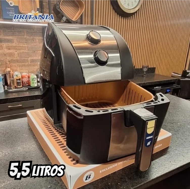 Fritadeira Air Fryer Britânia 5,5L 1500W Gold BFR51 127V Fritadeira Air Fryer Britânia 5,5L 1500W Gold BFR51 127V