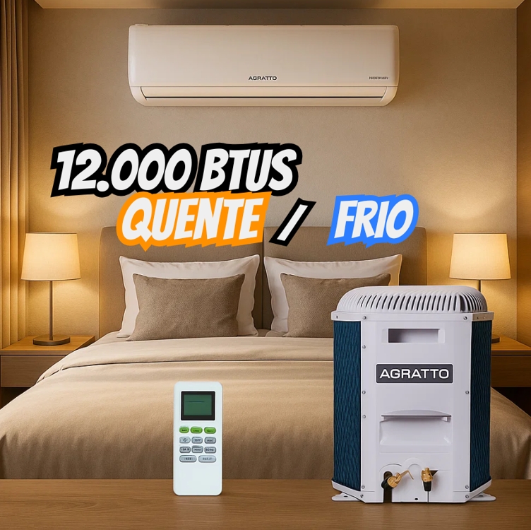 Ar Condicionado Split Inverter Agratto Hi Wall Liv Top 12000 BTUs Quente Frio LCST12QF02I - 220V Ar Condicionado Split Inverter Agratto Hi Wall Liv Top 12000 BTUs Quente Frio LCST12QF02I - 220V