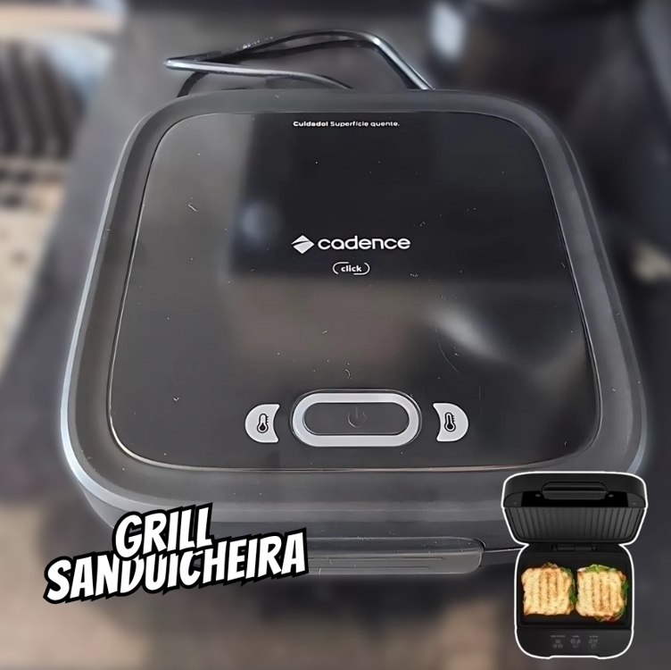 Grill Sanduicheira Cadence SAN400 Elétrica Chapa Misteira Tostex Tostequeira Hambúrguer Click 127v Grill Sanduicheira Cadence SAN400 Elétrica Chapa Misteira Tostex Tostequeira Hambúrguer Click 127v