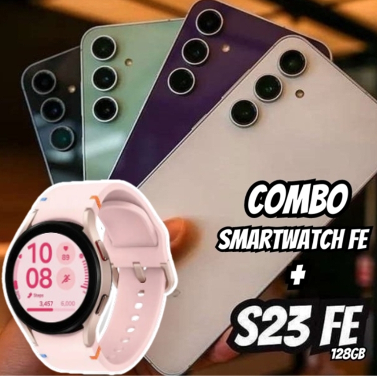 Samsung Galaxy S23 FE 5G Android 128GB - Creme + Smartwatch Samsung Galaxy Watch FE 40mm Samsung Galaxy S23 FE 5G Android 128GB - Creme + Smartwatch Samsung Galaxy Watch FE 40mm