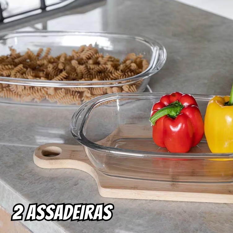 Conjunto De Assadeiras Retangulares Sempre Em Vidro Temperado - 2 Peças Conjunto De Assadeiras Retangulares Sempre Em Vidro Temperado - 2 Peças