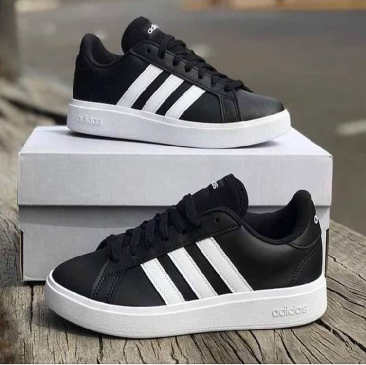 Tênis Infantil Adidas Grand Court K - Preto+branco Tênis Infantil Adidas Grand Court K - Preto+branco