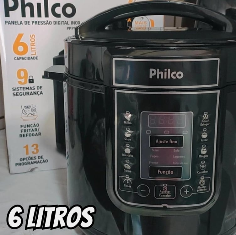 Panela de pressão, Digital inox Ppp01p, 6L, Preto, 220v, Philco Panela de pressão, Digital inox Ppp01p, 6L, Preto, 220v, Philco