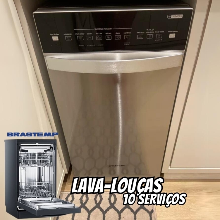 Lava-Louças 10 Serviços Brastemp Cor Inox com Ciclo Pesado - BLF10BR Lava-Louças 10 Serviços Brastemp Cor Inox com Ciclo Pesado - BLF10BR