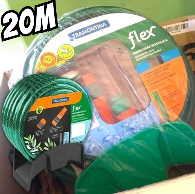 Mangueira para Jardim 20 Metros com Esguicho e Suporte TRAMONTINA Mangueira para Jardim 20 Metros com Esguicho e Suporte TRAMONTINA
