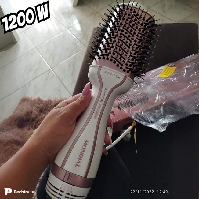 Escova Secadora, Mondial, Branco/rose Gold, 1200w, Bivolt - Es-50 Escova Secadora, Mondial, Branco/rose Gold, 1200w, Bivolt - Es-50