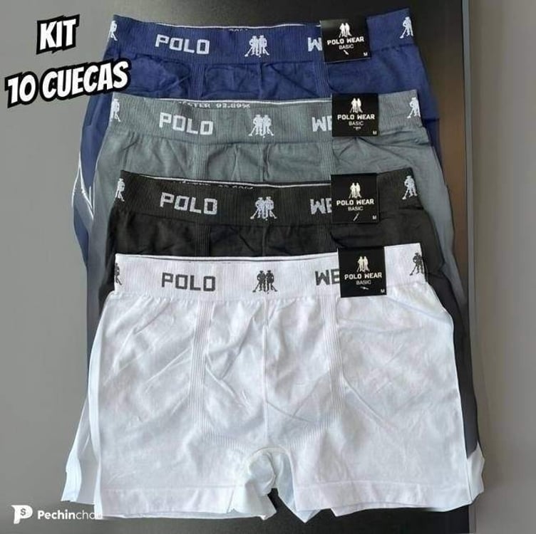 Kit 10 Cuecas Masculinas Boxer Microfibra Lisa Polo Wear Sor Kit 10 Cuecas Masculinas Boxer Microfibra Lisa Polo Wear Sor
