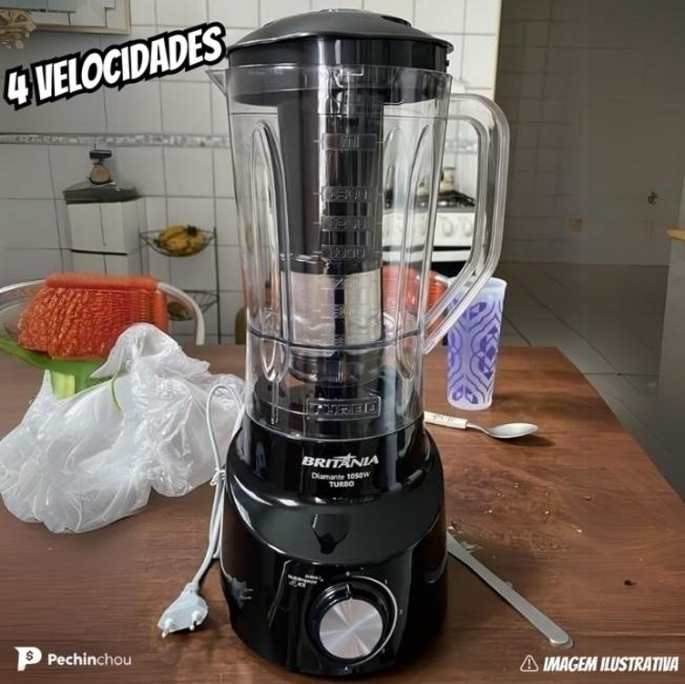 Liquidificador Britânia Turbo Blq970p Preto - 4 Velocidades 900w Liquidificador Britânia Turbo Blq970p Preto - 4 Velocidades 900w